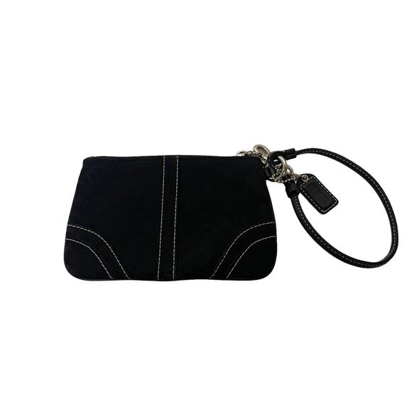 Coach Monogram Fabric Mini Zip Top Wristlet Black - Picture 4 of 5